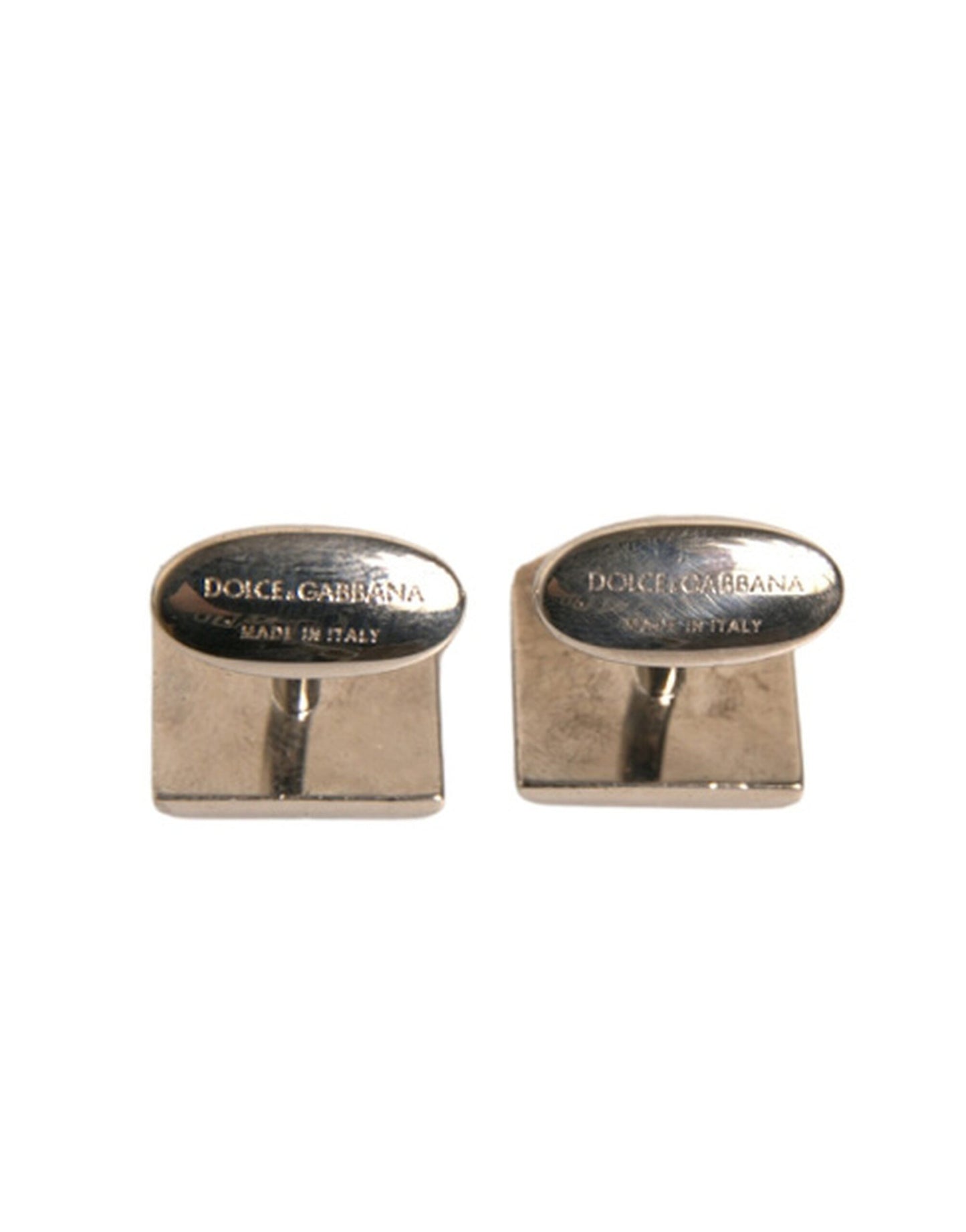 Dolce & Gabbana Silver Plated Brass Pin Crystal Cufflinks