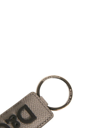 Dolce & Gabbana Beige DG Logo Leather Gold Metal Men Keychain Keyring