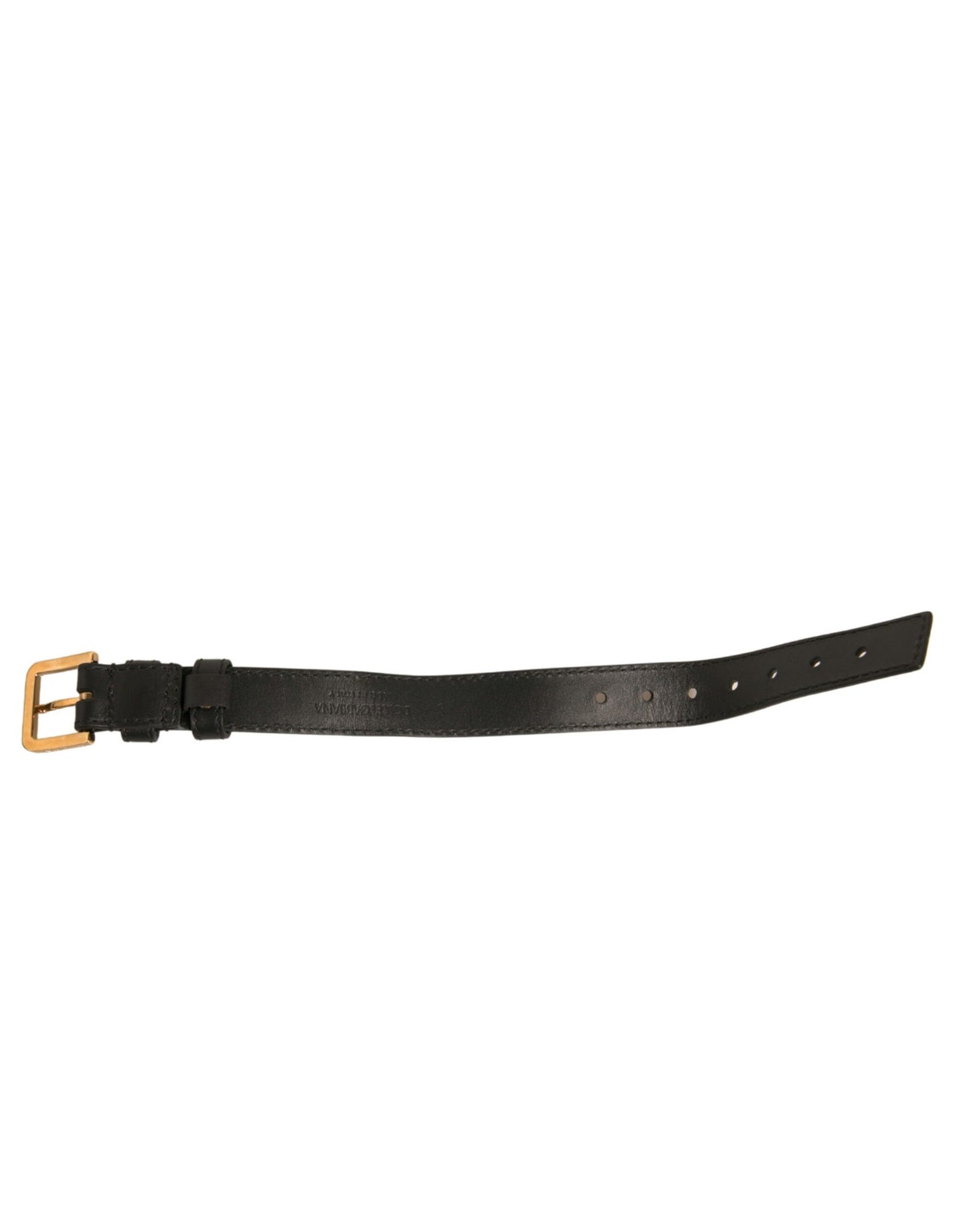 Dolce & Gabbana Black Textured Leather Gold Tone Metal Buckle Armband