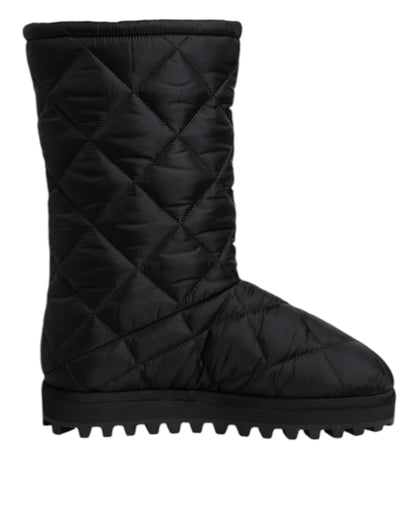 Dolce & Gabbana Black Polyester Padded Mid Calf Boots Winter Shoes