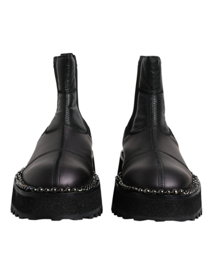 Dolce & Gabbana Black Chelsea Boots Leather Slip On Shoes