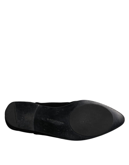 Dolce & Gabbana Black Velvet Slides Flat Slipper Sandals Shoes