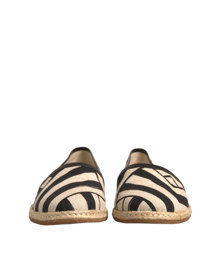 Dolce & Gabbana Black White Stripes Slip On Espadrille Shoes