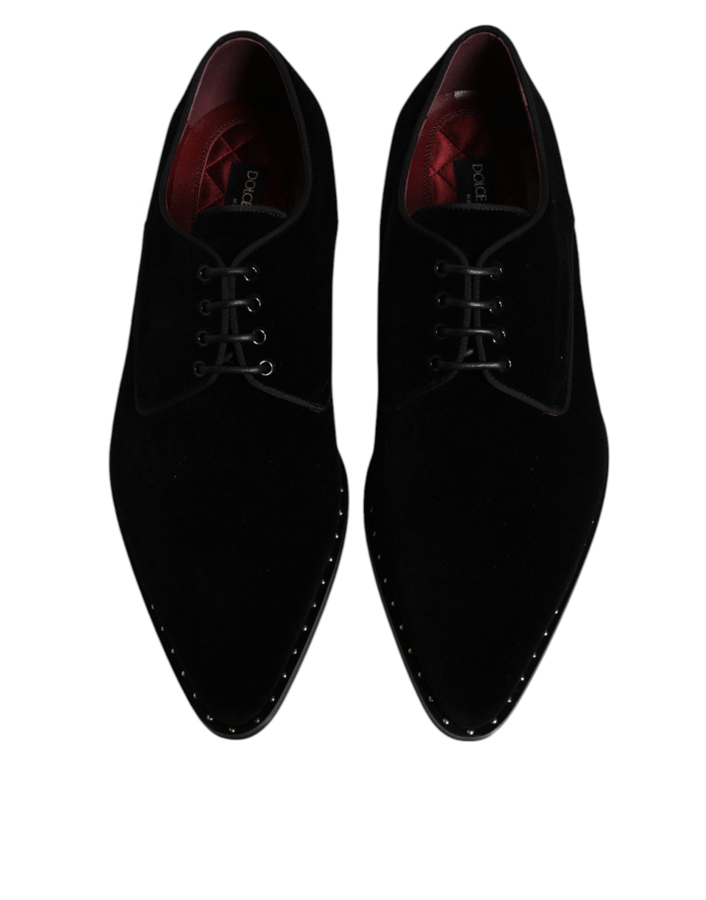 Dolce & Gabbana Black Velvet Cotton Lace Up Derby Shoes