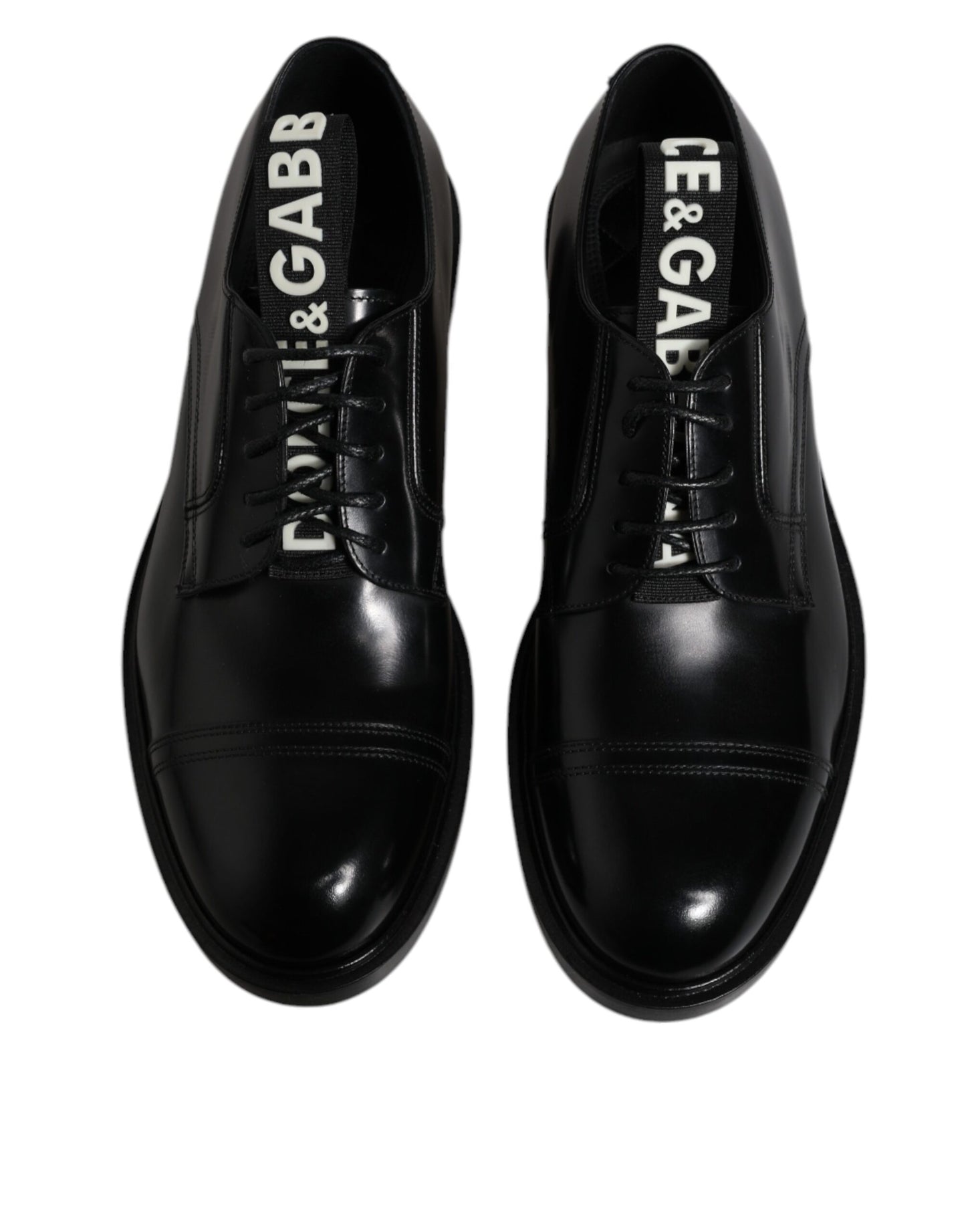 Dolce & Gabbana Black Patent Leather Derby Lace Up Formal Dress Shoes