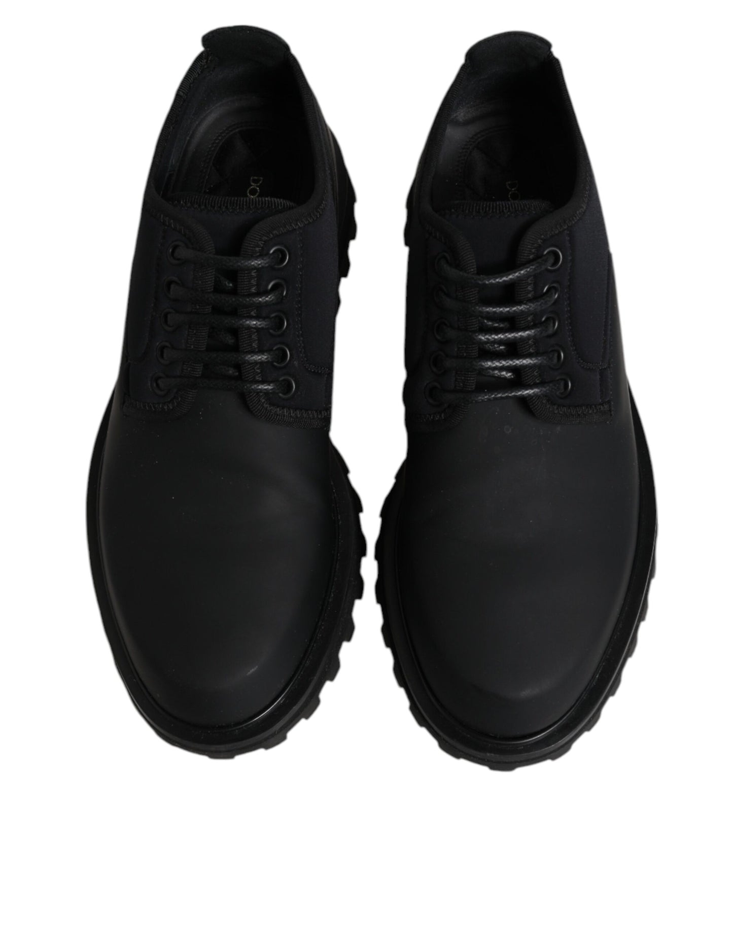 Dolce & Gabbana Black Leather Lace Up Trekking Dress Shoes