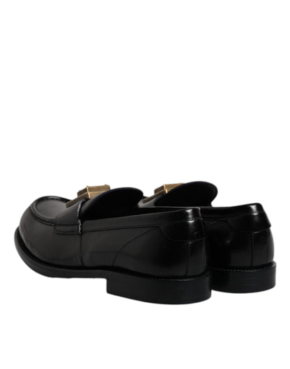 Dolce & Gabbana Black Leather Slip On Formal Mocassin Shoes