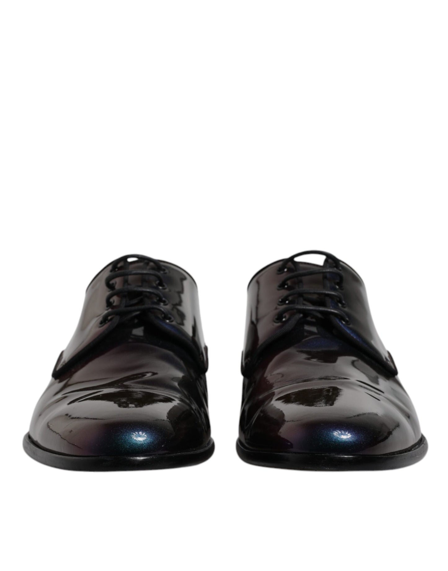 Dolce & Gabbana Multicolor Peacock Patent Leather Derby Men Dress Shoes