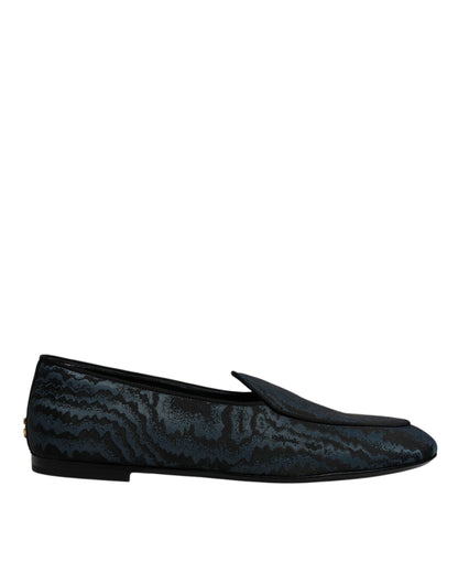 Dolce & Gabbana Blue Black Flats Men Loafers Dress Shoes