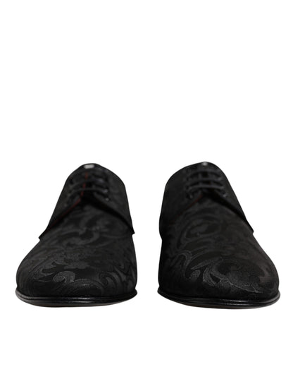 Dolce & Gabbana Black Jacquard Lace Up Derby Dress Shoes