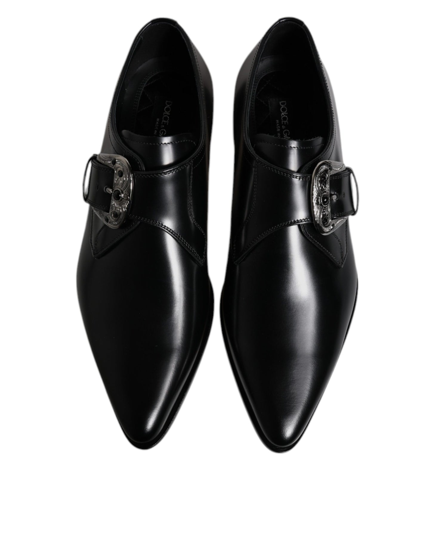 Dolce & Gabbana Black Leather Monk Strap Derby Formal Shoes