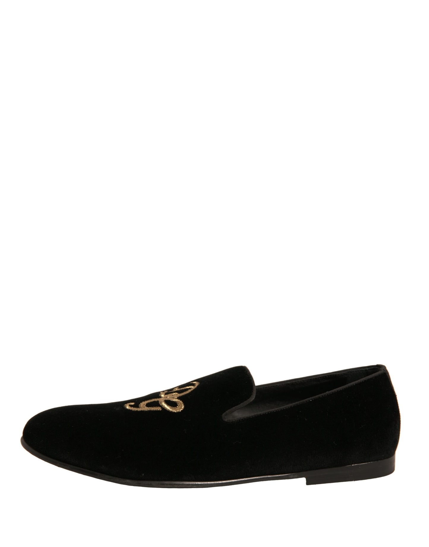 Dolce & Gabbana Black Velvet DG Logo Loafers Formal Shoes