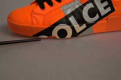 Dolce & Gabbana Orange Portofino Logo Tape Men Sneakers Shoes