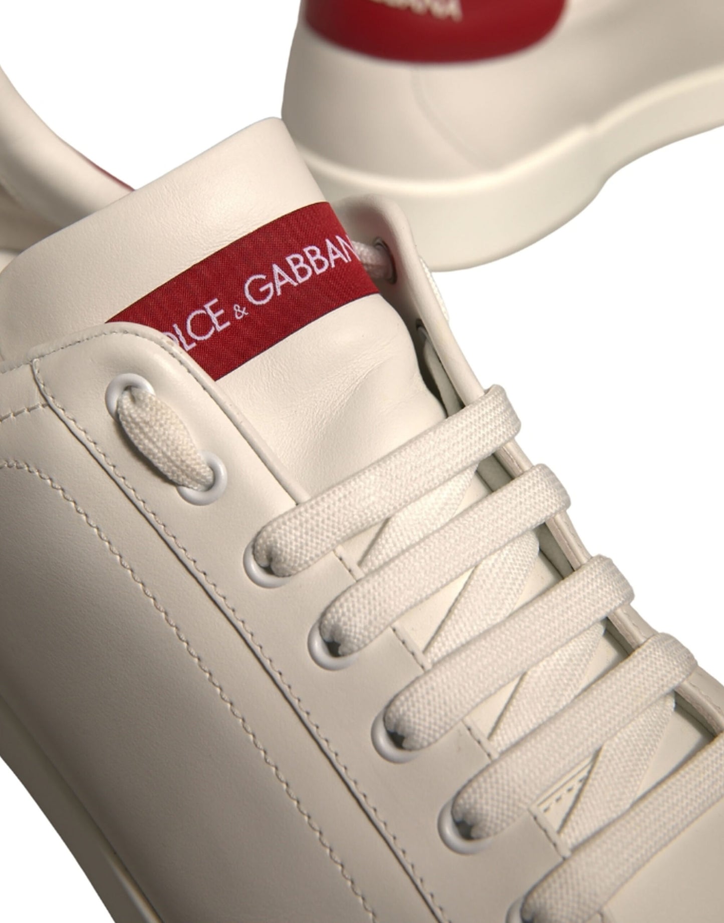 Dolce & Gabbana White Leather Logo Portofino Sneakers Shoes