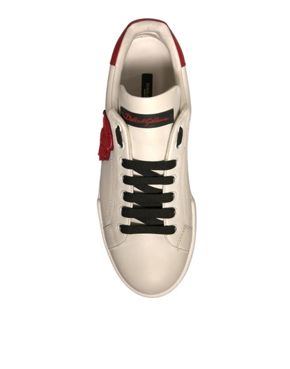 Dolce & Gabbana White Leather DG Logo Low Top Sneakers Shoes