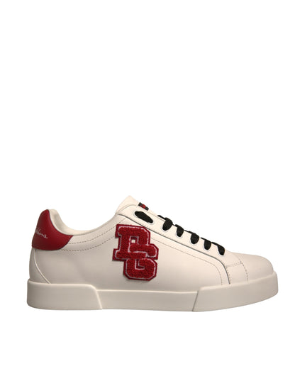 Dolce & Gabbana White Leather DG Logo Low Top Sneakers Shoes