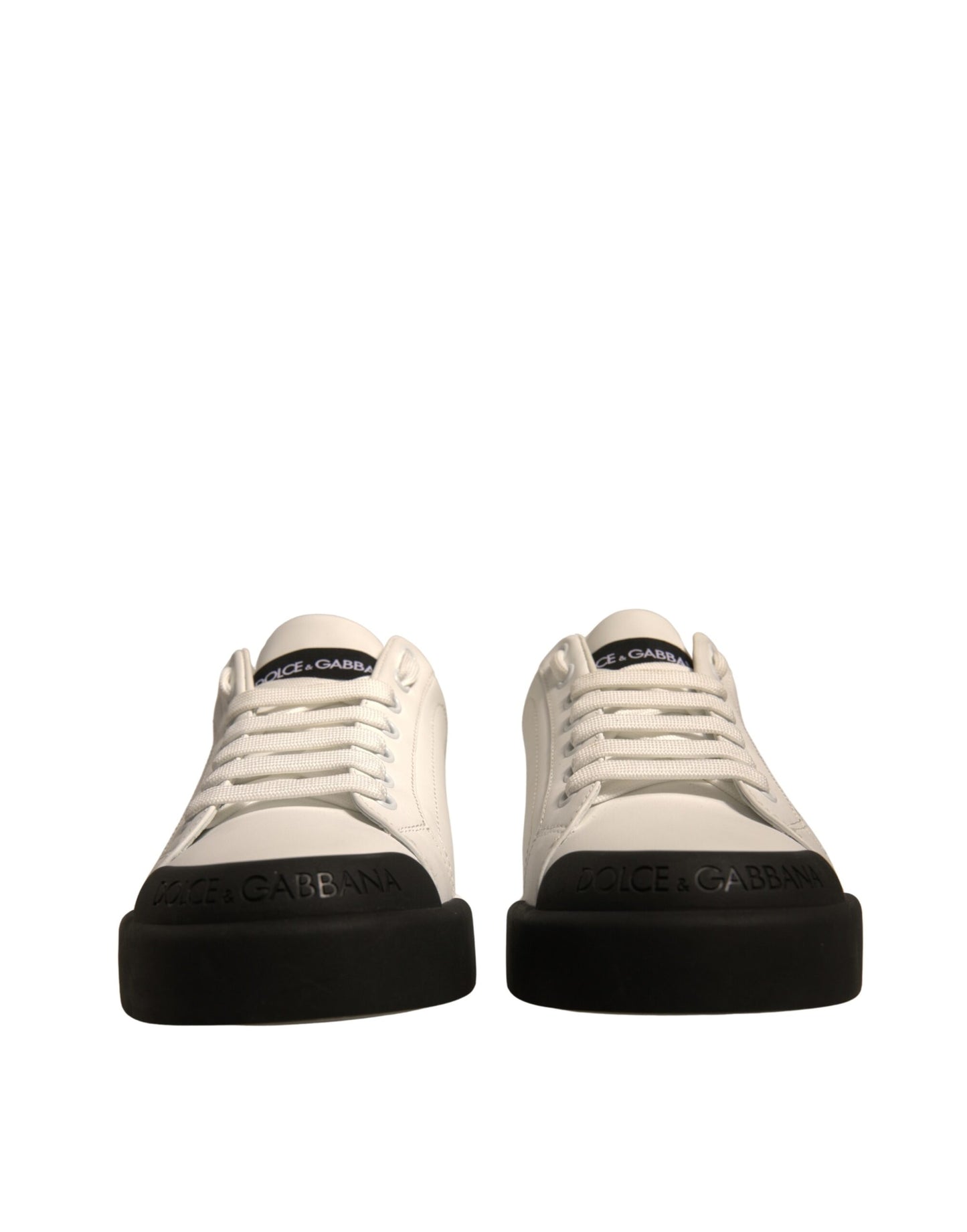 Dolce & Gabbana White Leather Logo Portofino Sneakers Shoes