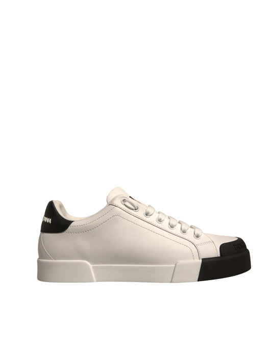 Dolce & Gabbana White Leather Logo Portofino Sneakers Shoes