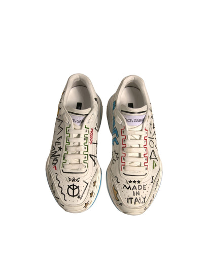 Dolce & Gabbana White Daymaster Hand Painted Sneakers Shoes