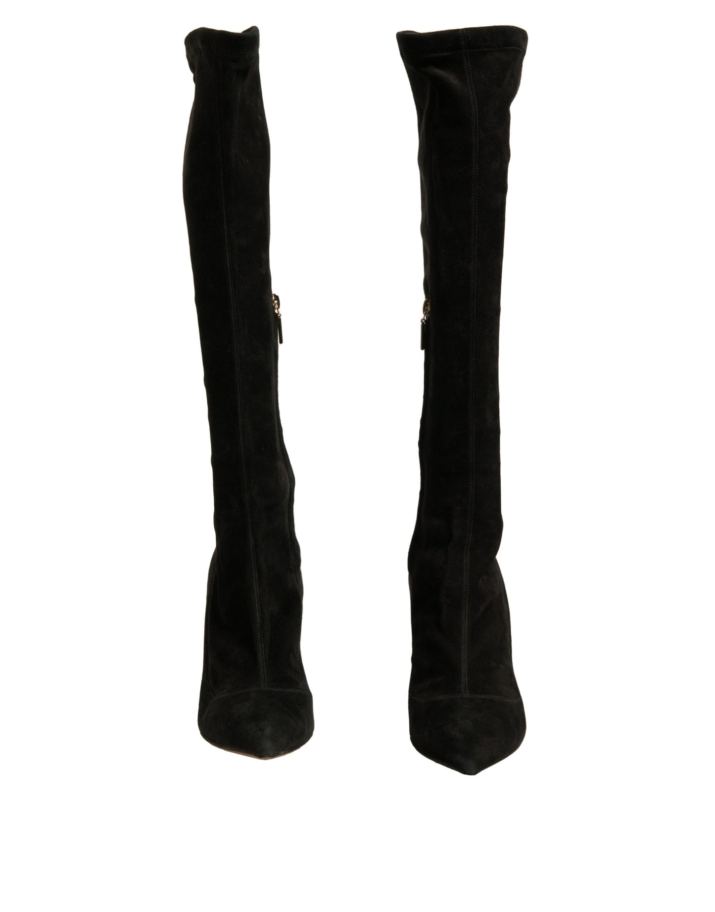 Dolce & Gabbana Black Suede Stiletto Knee High Boots Shoes