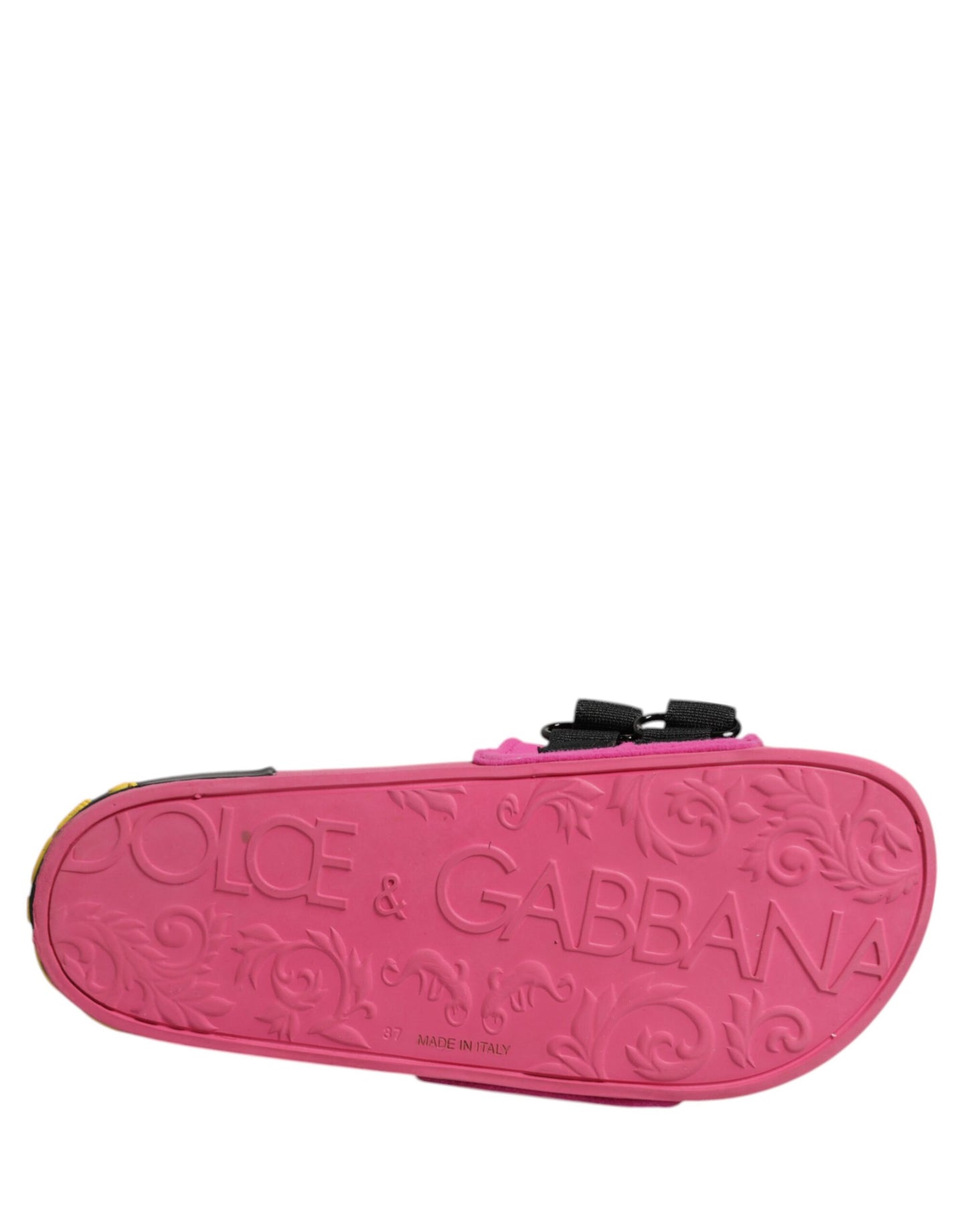 Dolce & Gabbana Fuchsia Neoprene Slides Flats Beachwear Shoes