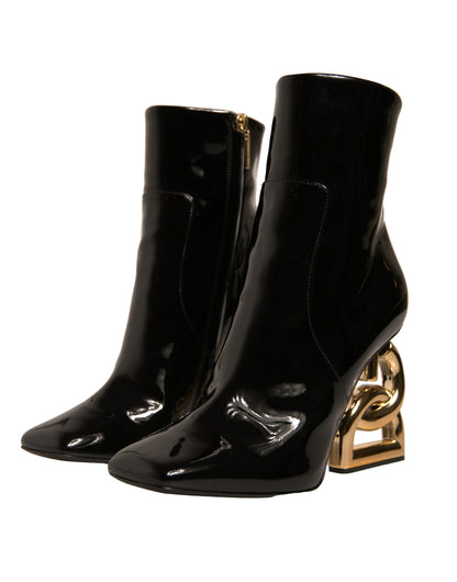 Dolce & Gabbana Black Jackie Leather Mid Calf Boots Shoes