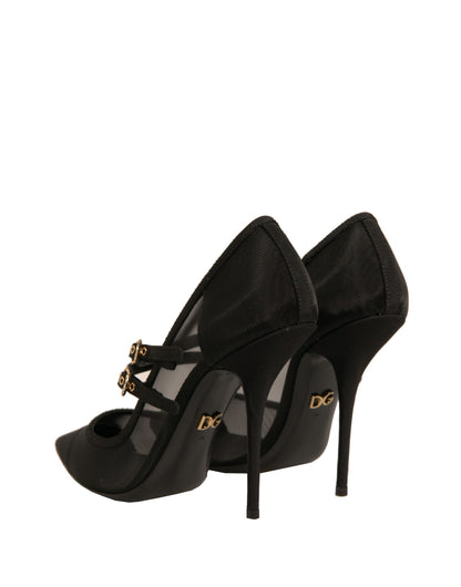 Dolce & Gabbana Black Mesh Mary Jane High Heels Pumps Shoes