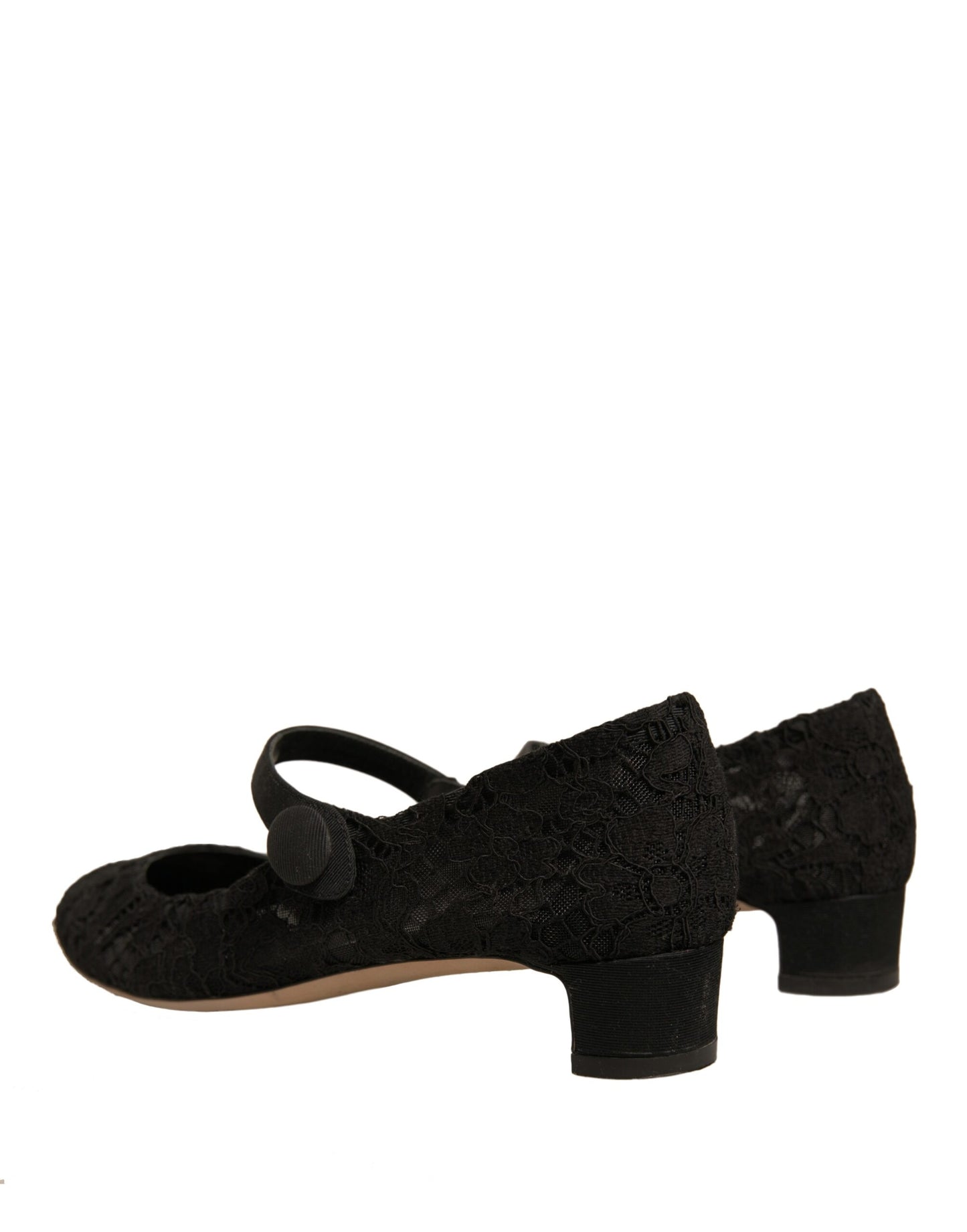 Dolce & Gabbana Black Mary Jane Taormina Lace Pumps Shoes