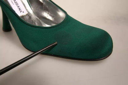 Dolce & Gabbana Green Suede Leather High Heel Pumps Shoes