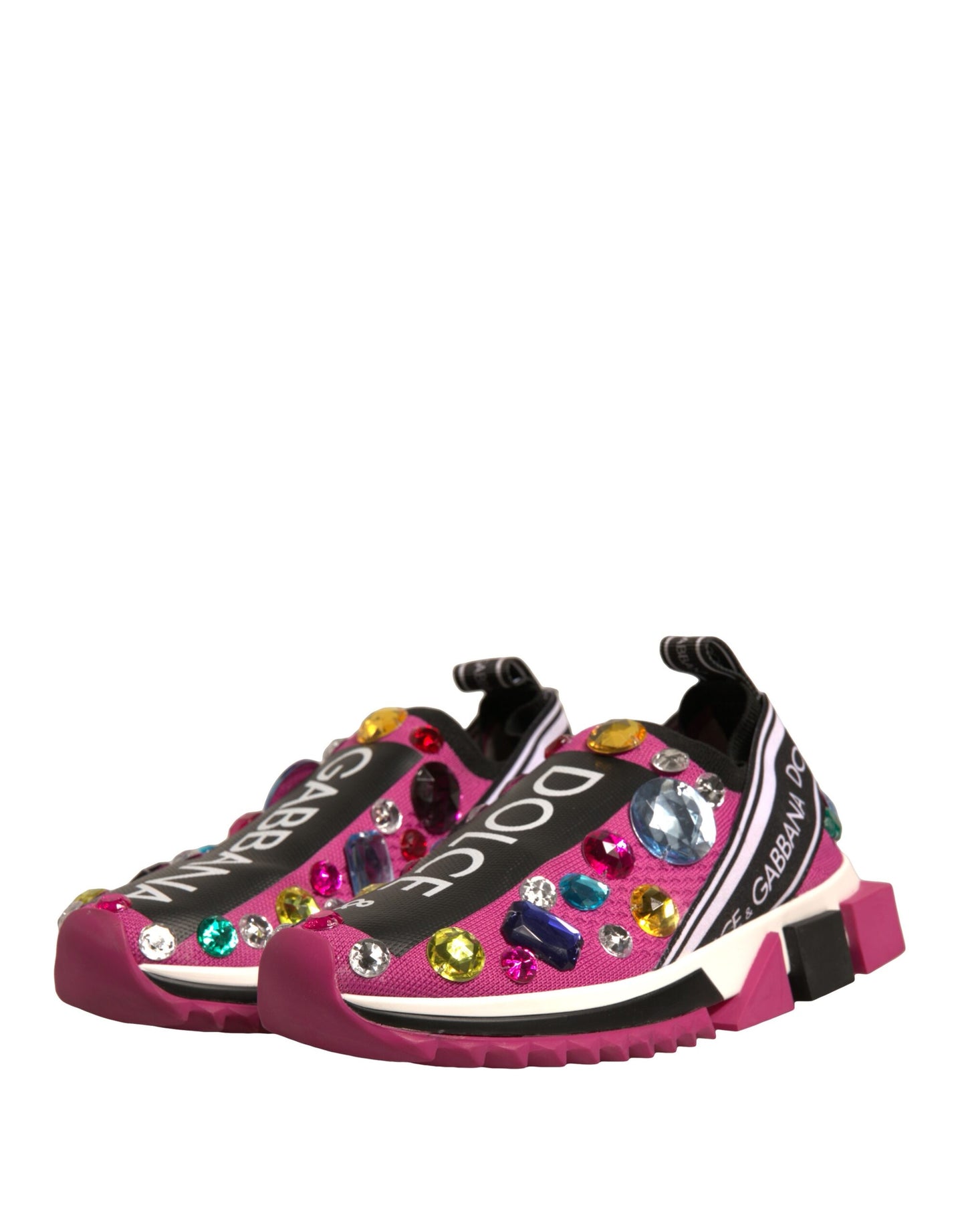 Dolce & Gabbana Pink Sorrento Crystals Low Top Sneakers Shoes