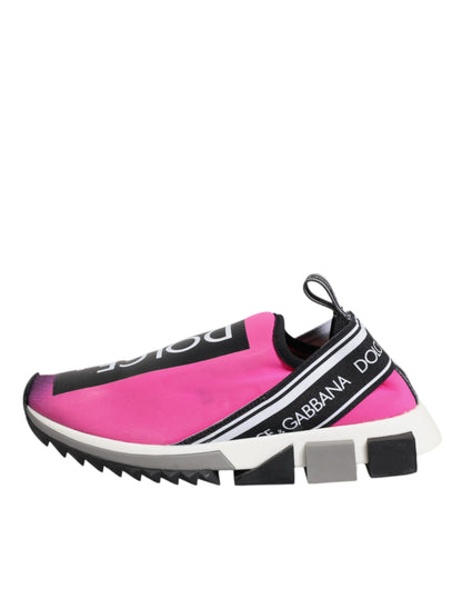 Dolce & Gabbana Fuchsia White Slip On Sorrento Sneakers Shoes