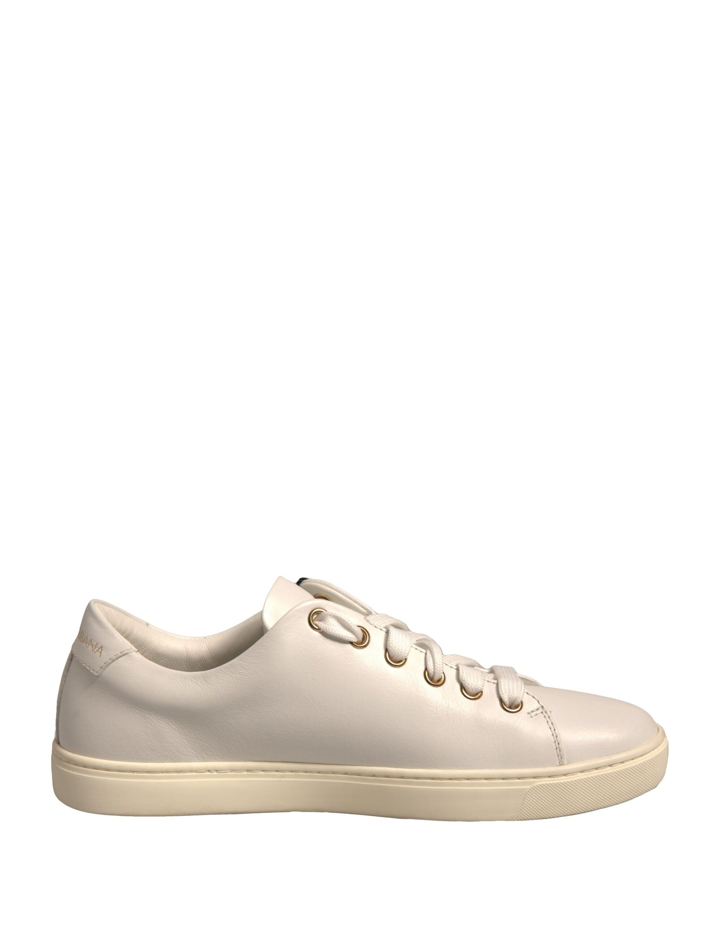 Dolce & Gabbana White Leather Gold Red Heart Sneakers Shoes