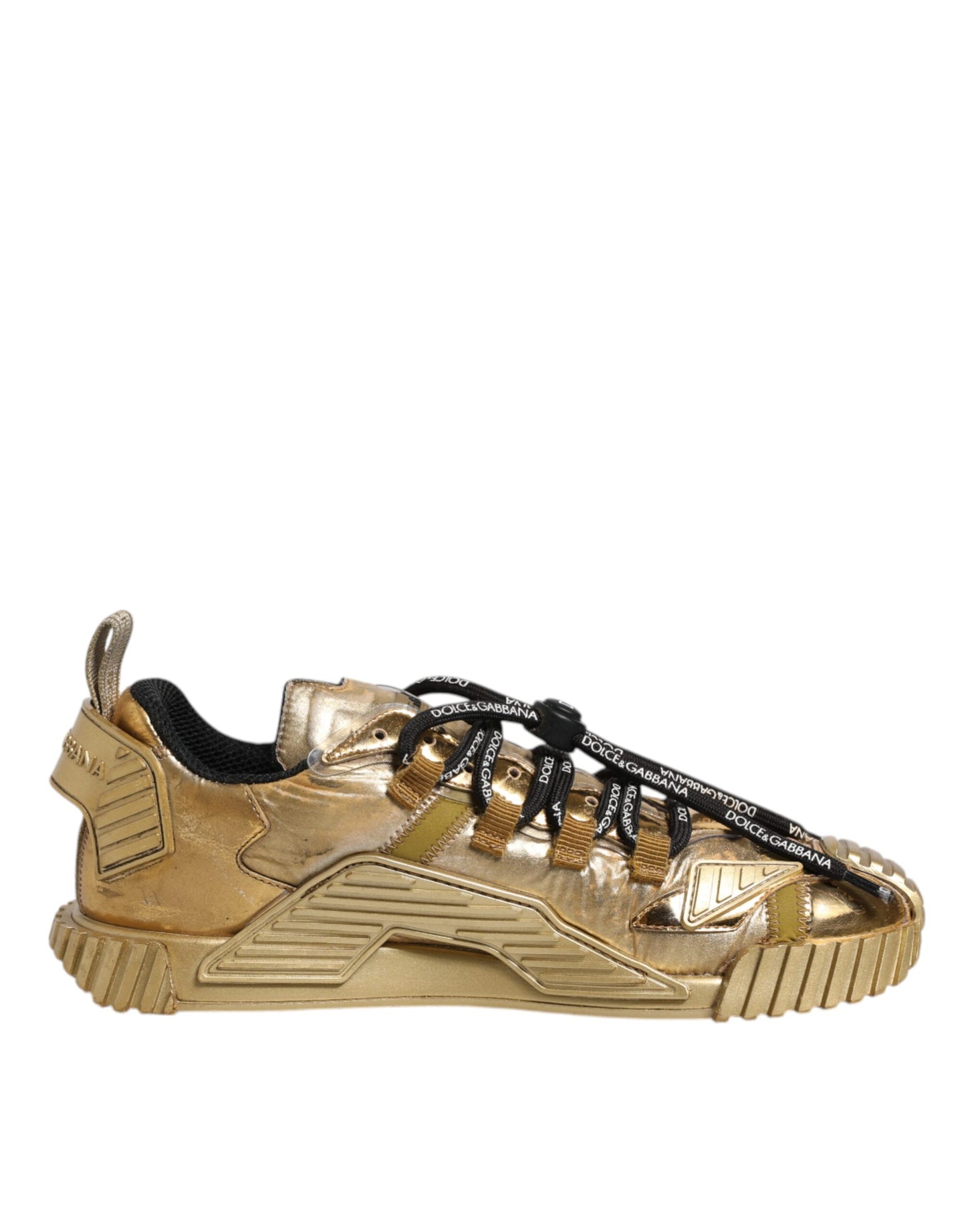 Dolce & Gabbana Gold Stretch Lace Up NS1 Sneakers Shoes