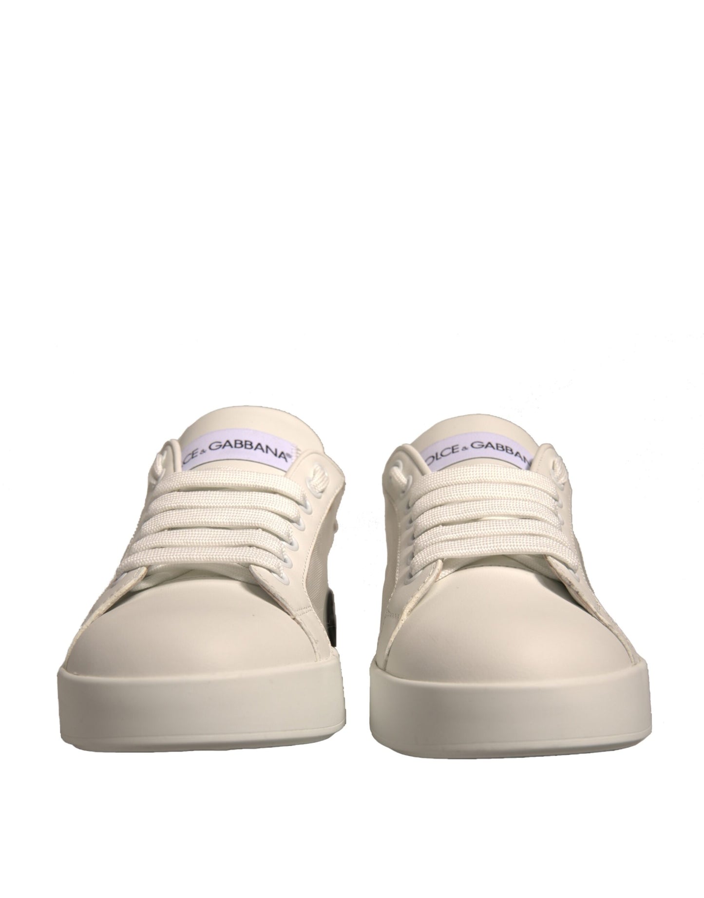 Dolce & Gabbana White Calf Leather Portofino Sneakers Shoes