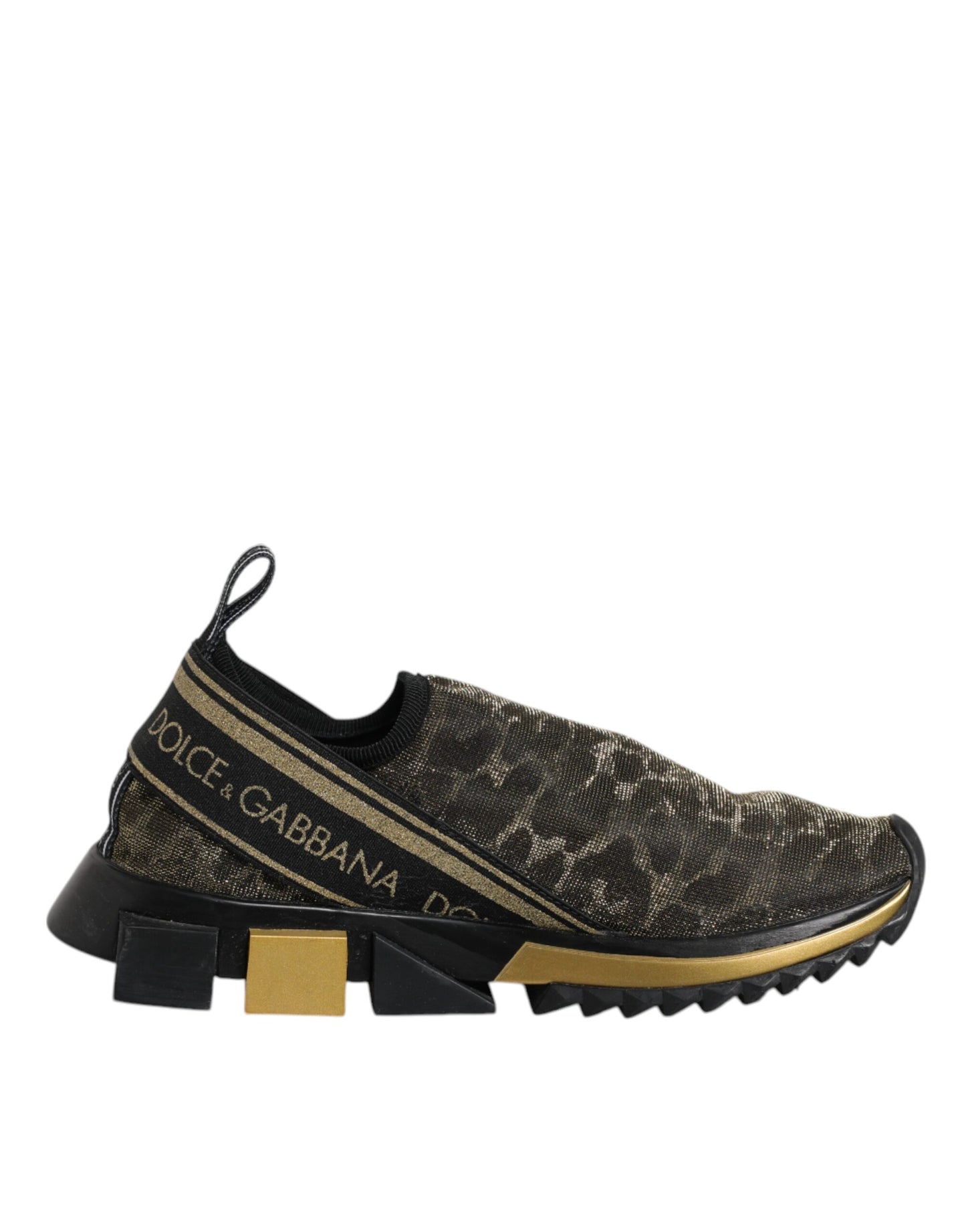 Dolce & Gabbana Gold Glitter Leopard Sorrento Sneakers Shoes