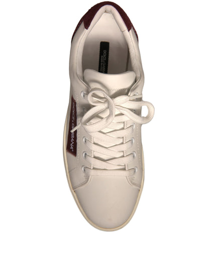 Dolce & Gabbana White Suede Leather Low Top Sneakers Shoes