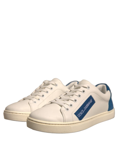 Dolce & Gabbana White Suede Leather Low Top Sneakers Shoes