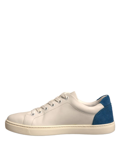 Dolce & Gabbana White Suede Leather Low Top Sneakers Shoes