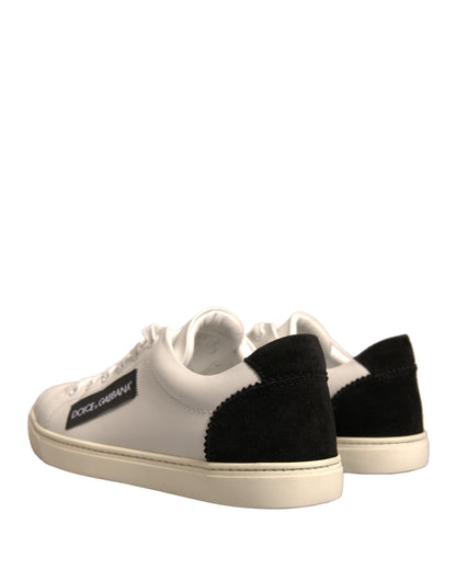 Dolce & Gabbana White Suede Leather Low Top Sneakers Shoes