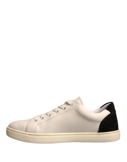 Dolce & Gabbana White Suede Leather Low Top Sneakers Shoes