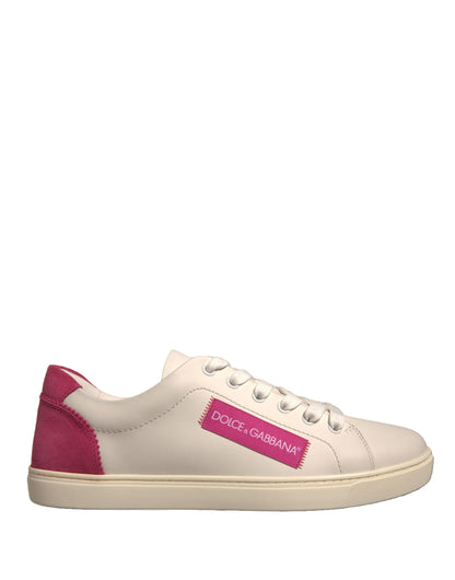 Dolce & Gabbana White Suede Leather Low Top Sneakers Shoes