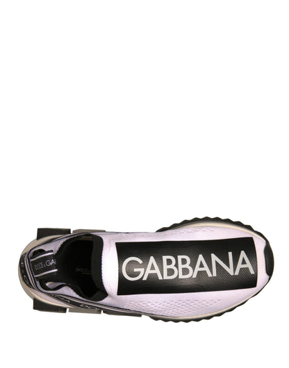 Dolce & Gabbana White Black Slip On Sorrento Sneakers Shoes