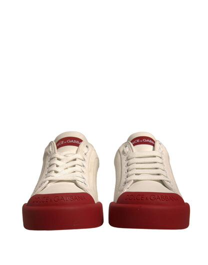 Dolce & Gabbana Shoes White Leather Logo Portofino Sneakers