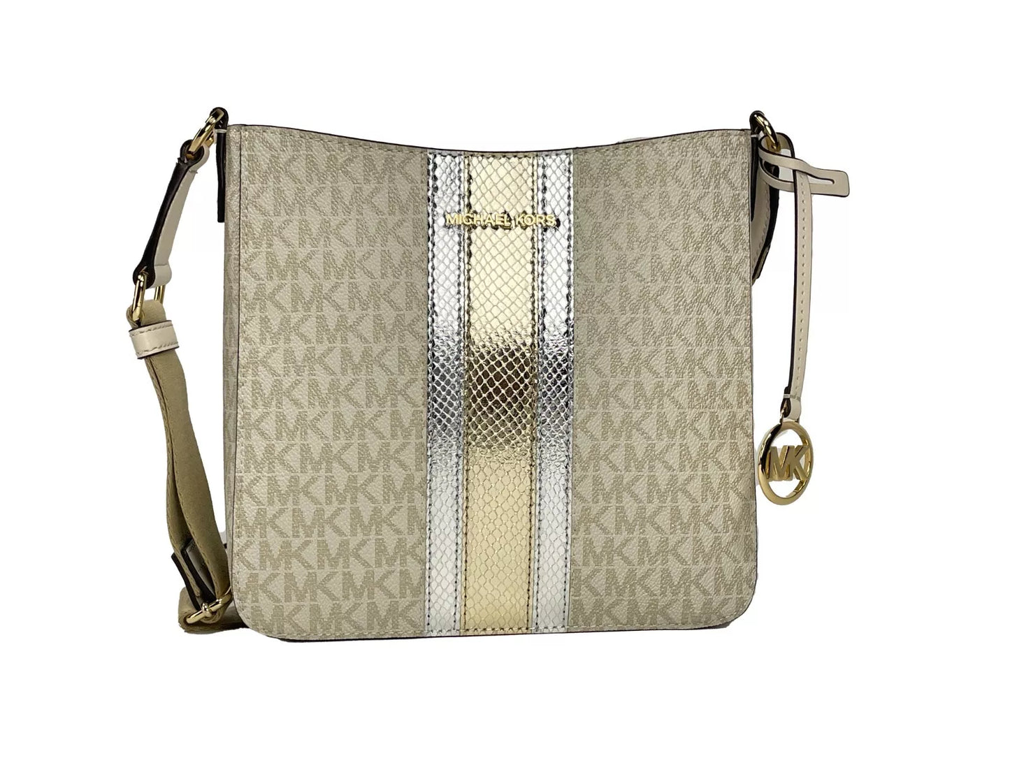 Michael Kors Jet Set Small Messenger Crossbody Bag Pale Gold