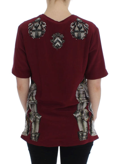 Seidenblusen-T-Shirt mit Red Knight-Print