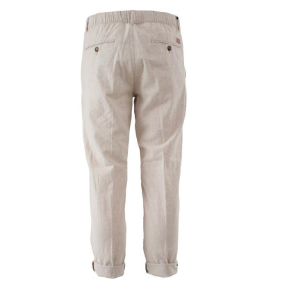 Yes Zee Beige Linen Jeans & Pant