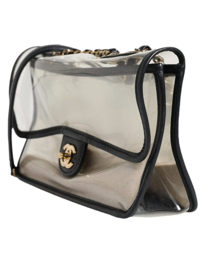 Chanel Black with gold Sand By The Sea" Flap Bag Black Leather Plastic 27 Classic Coco Bag