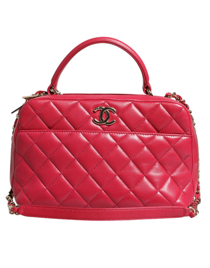 Chanel Pink Seal Matelasse Chain CC Lamb Skin Leather Bag