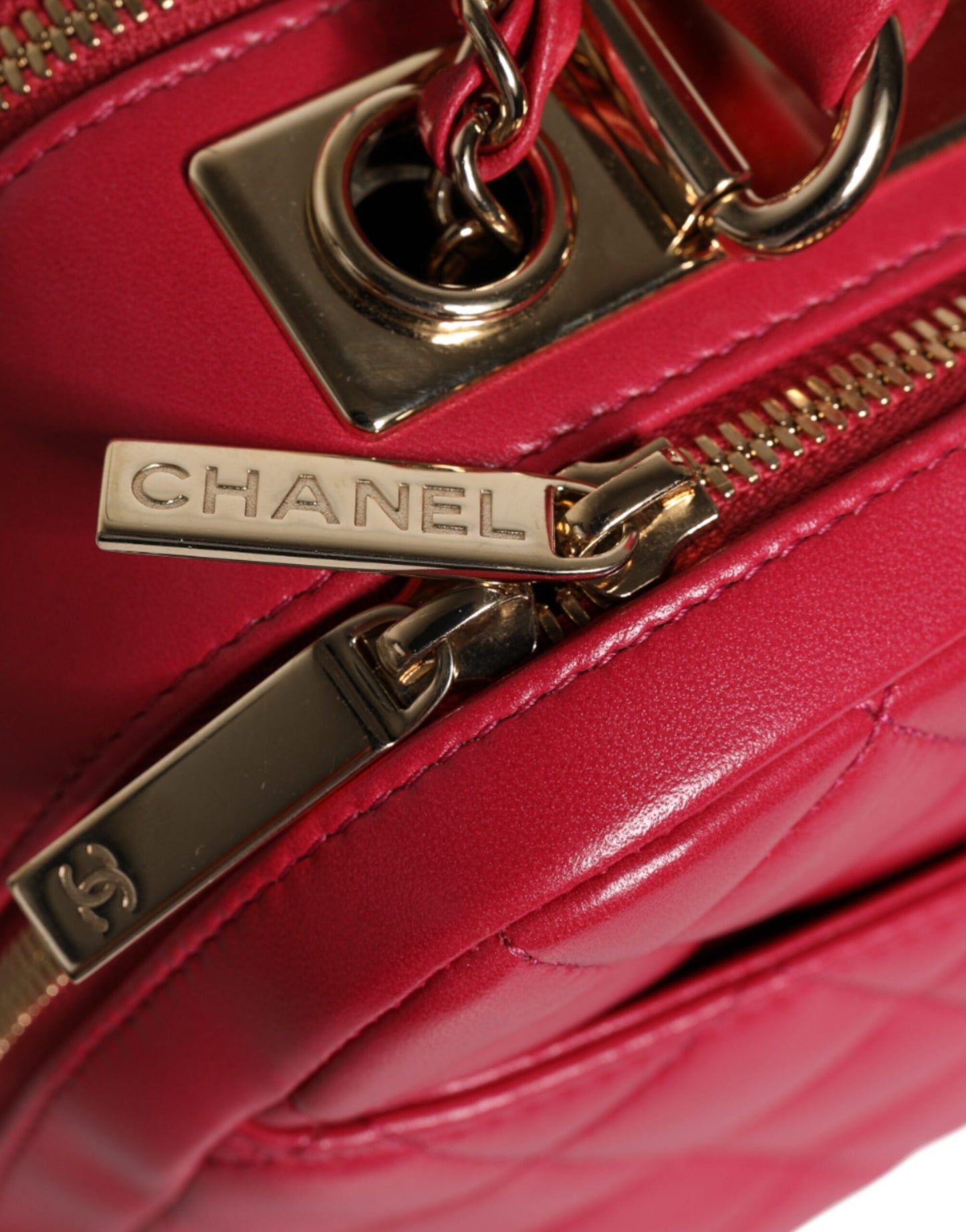 Chanel Pink Seal Matelasse Chain CC Lamb Skin Leather Bag