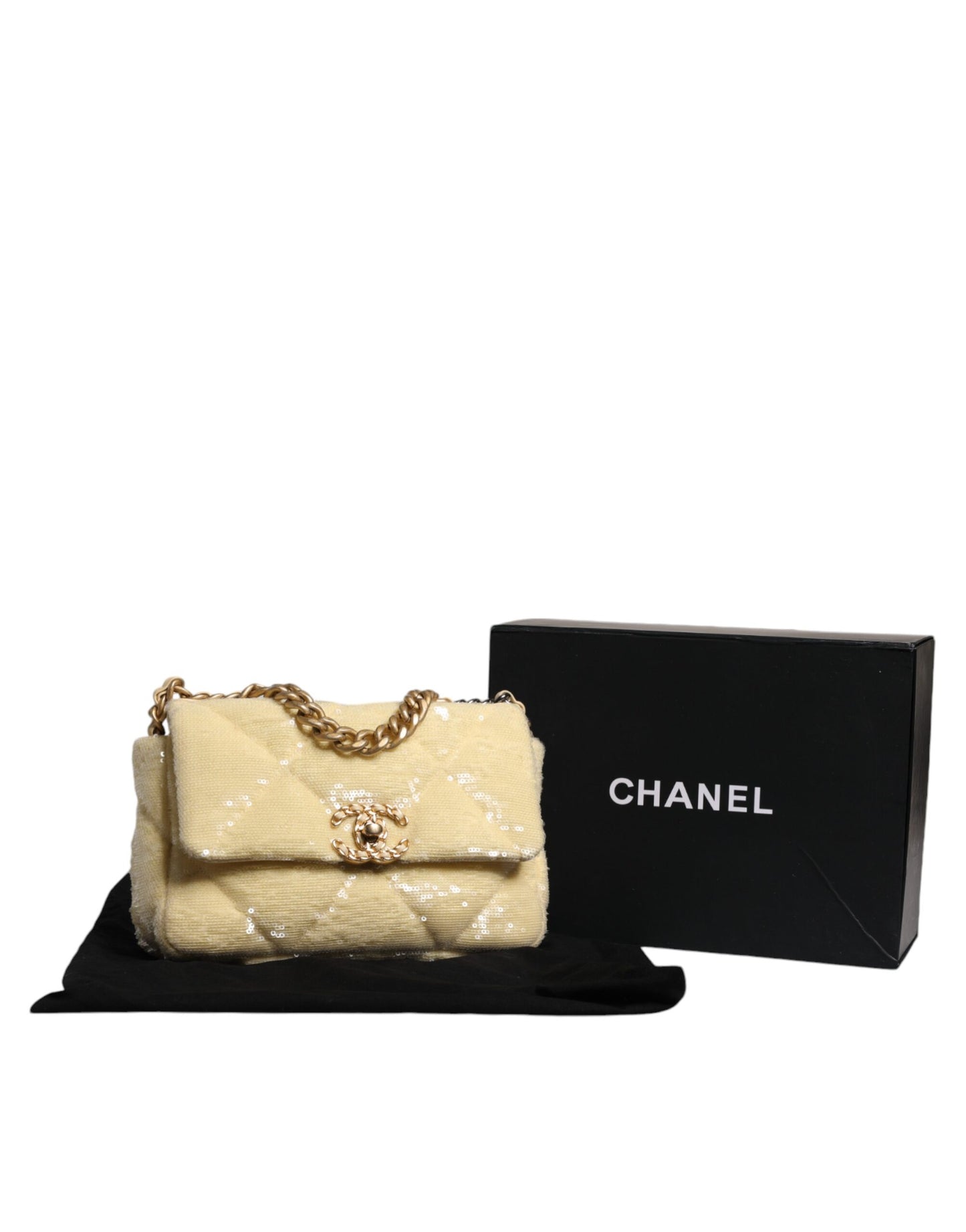 Chanel Yellow Sequined Medium Quilted Series Bag